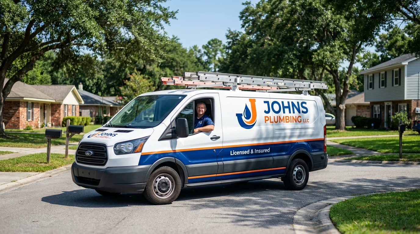 Johns Plumbing LLC service van in San Lorenzo, CA