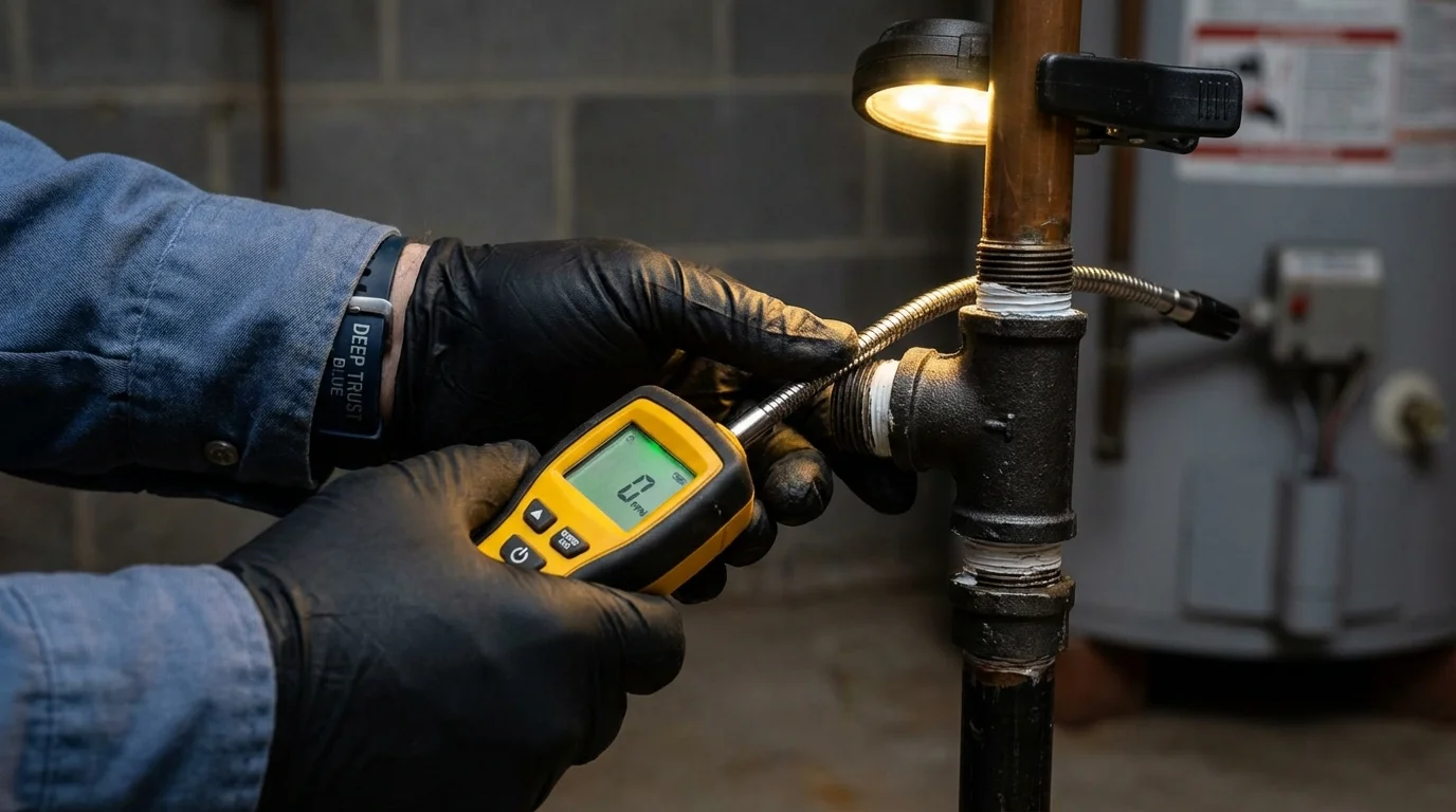 Gas leak detection with electronic sniffer by Johns Plumbing LLC in San Lorenzo
